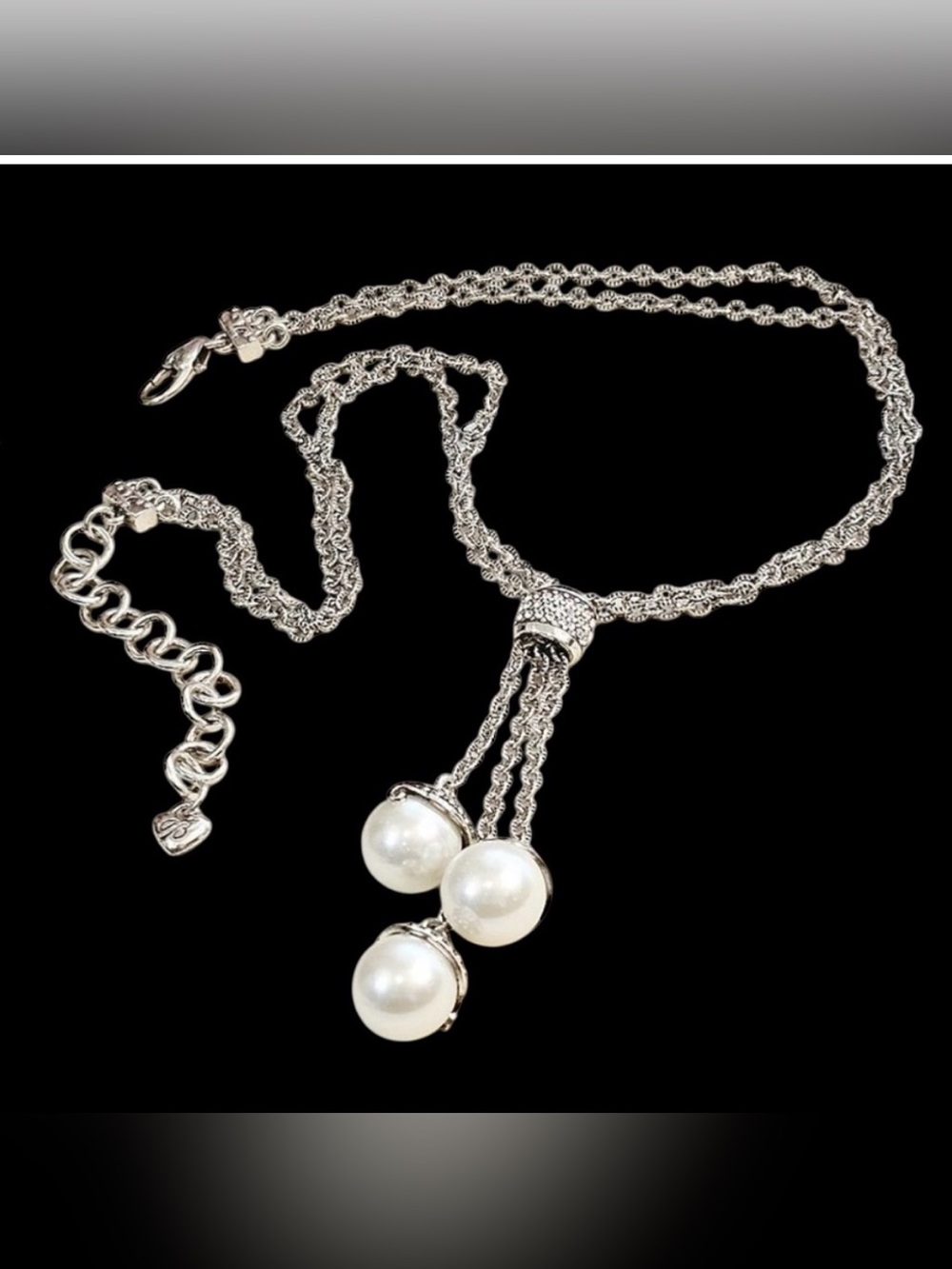 Brighton‎ The 3 Grace's Lariat Pearl Crystal Necklace